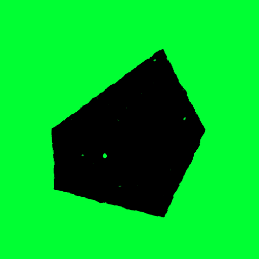 The rony.blog site icon: a black pentagon on green.
